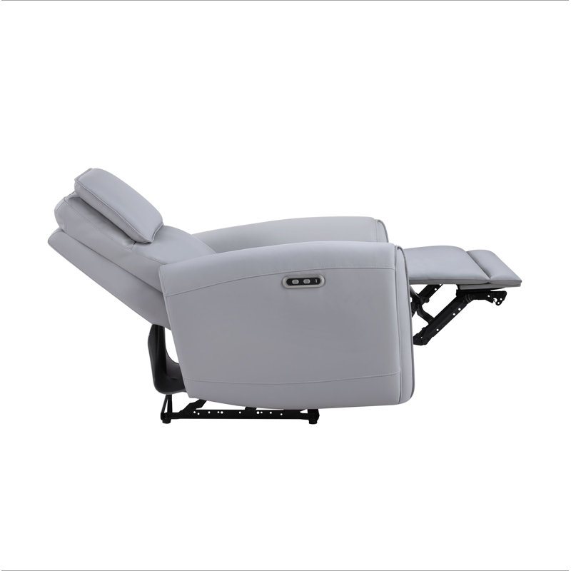 Jeromie Gray Synthetic Leather Power Motion Recliner W/USB Port
