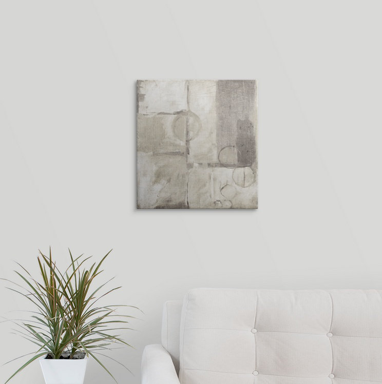 « blue water i neutral » par mike schick, reproduction d’art, H 16 po x l 16 po x P 1,25 po, Toile