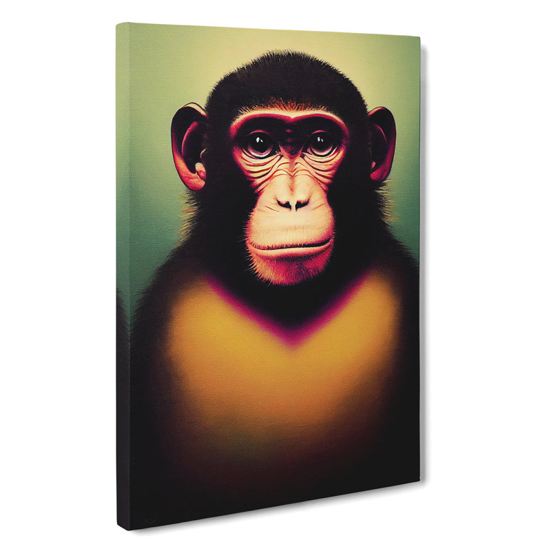 Monkey Face - Wall Art, 60cm H x 40cm W x 3cm D, Wrapped Canvas