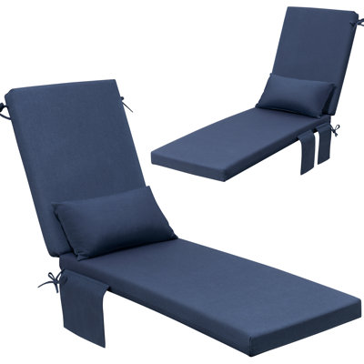 Outdoor Chaise Lounge Cushion with Pocket and Pillow