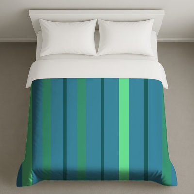 Housses de couette à rayures vertes et bleues