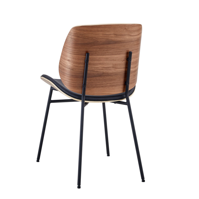 Irina Leather Side Chair Dining Chair, Black/Walnut