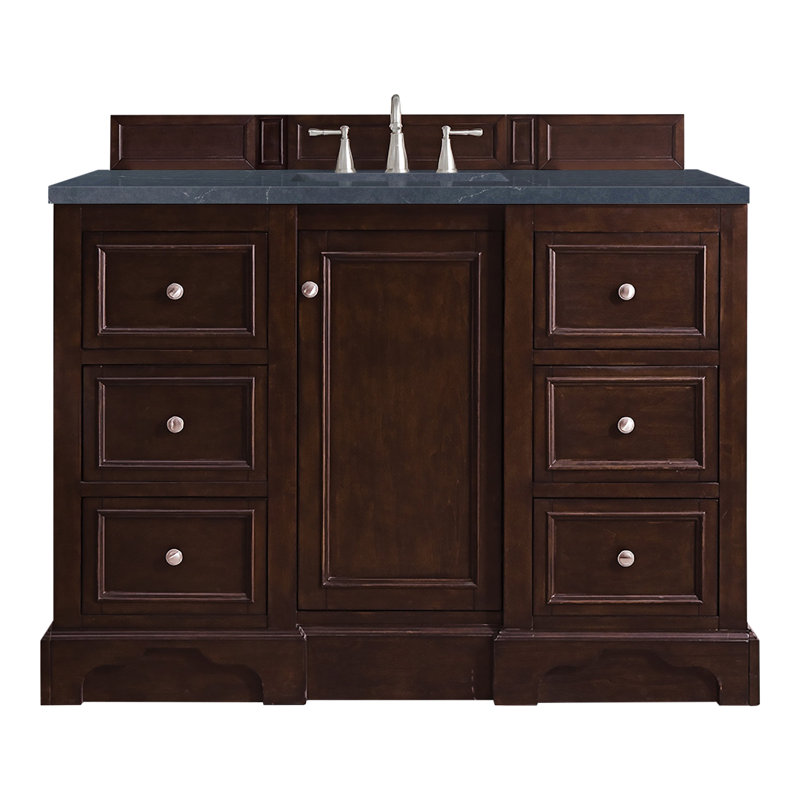 De Soto 48'' W Single Vanity, Bright White, Charcoal Soapstone Quartz, 8" Widespread