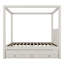 Lit plateforme à baldaquin beige avec lit gigogne double et 3 tiroirs - Finition et rangement pratique,-207811525