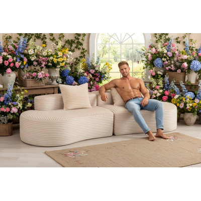 Boneless 112.2" Wide Sectional Corduroy Sofa
