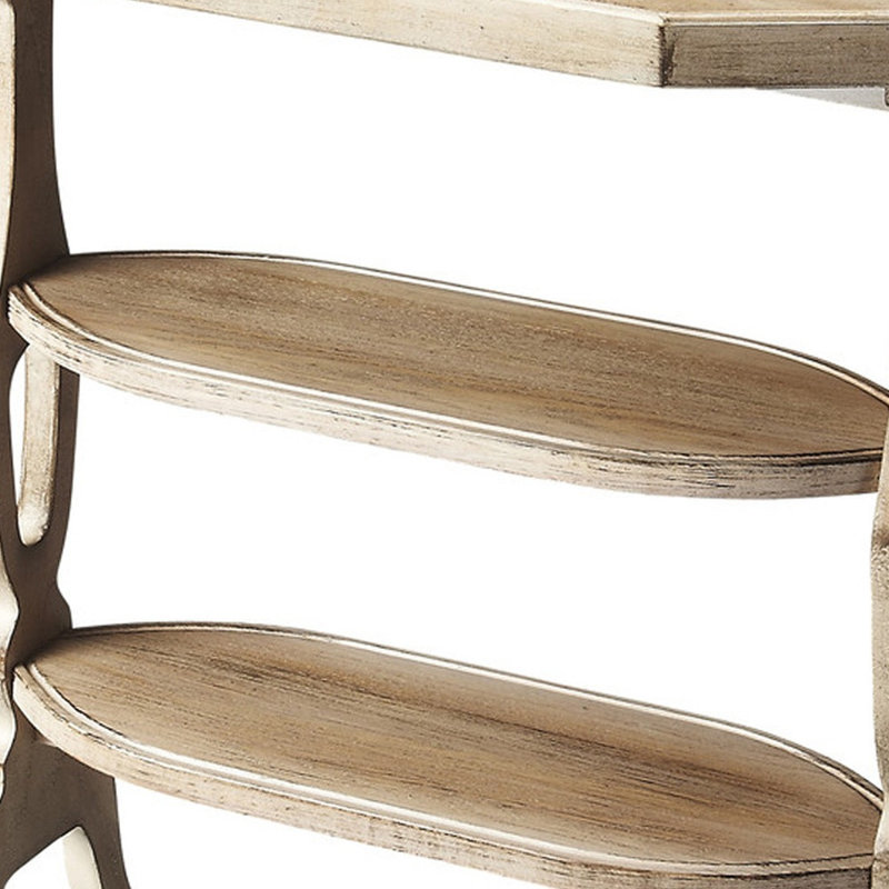  Table de bout contemporaine grise octogonale 28 po avec deux tablettes