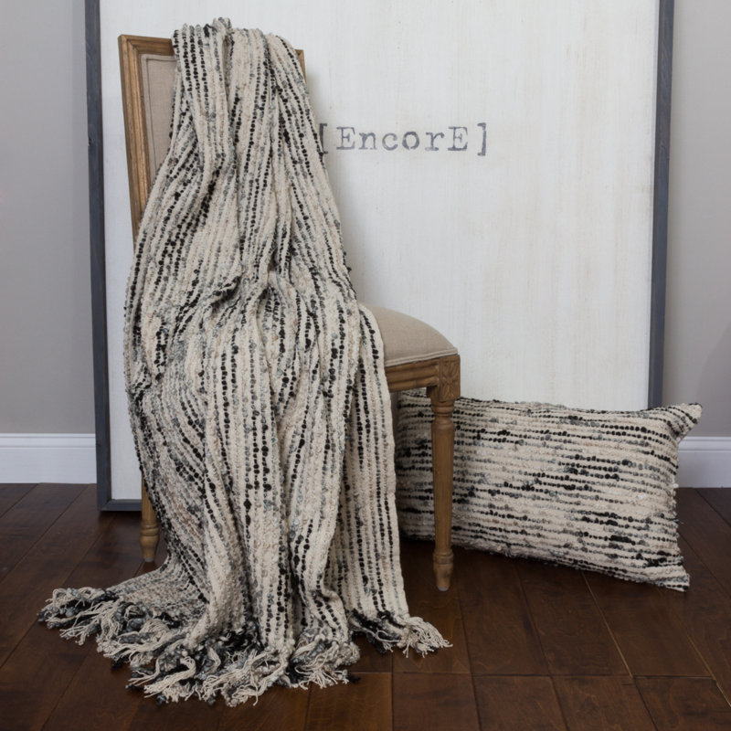 Asche Hand Woven Throw Blanket, Ink