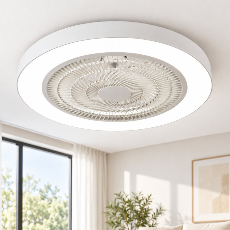 Ventilateur de plafond à cage à intensité variable 19,7 "avec lumières DEL et télécommande Jasmira