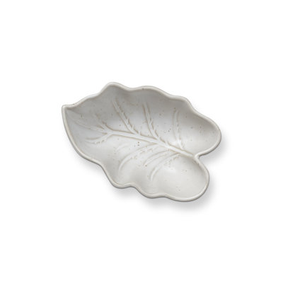 White Stoneware Medium Leaf Bowl Decorative Bowl Trinket Dish