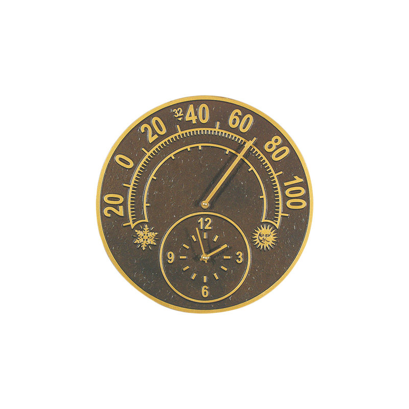 Solstice Thermometer Clock, Gold