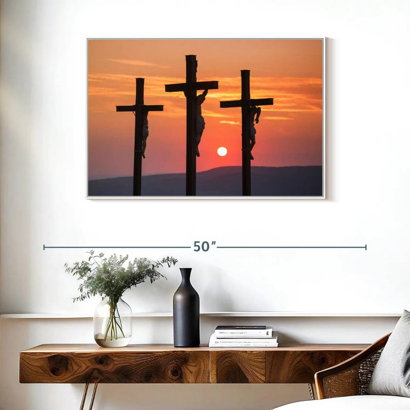 Christ crucifié, Cadre flottant blanc, 37 po x 25 po