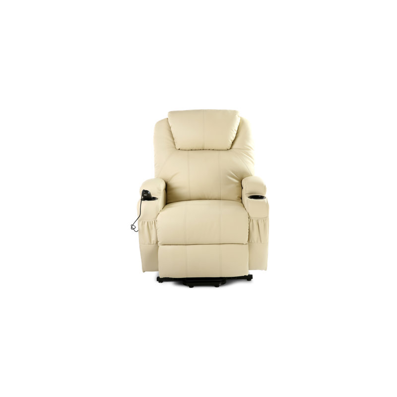 86cm Wide Lift Assist Home Theatre Recliner with Massager, Single Motor Lift Assist, Cream