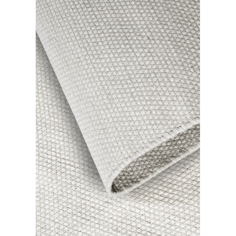 Hand Loomed Linen White Rug, Rectangular 60 x 90cm