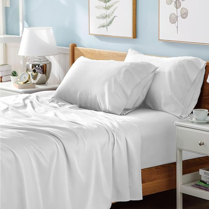 Ranarda Cotton Blend Percale Flat Sheet, Double (4'6), White