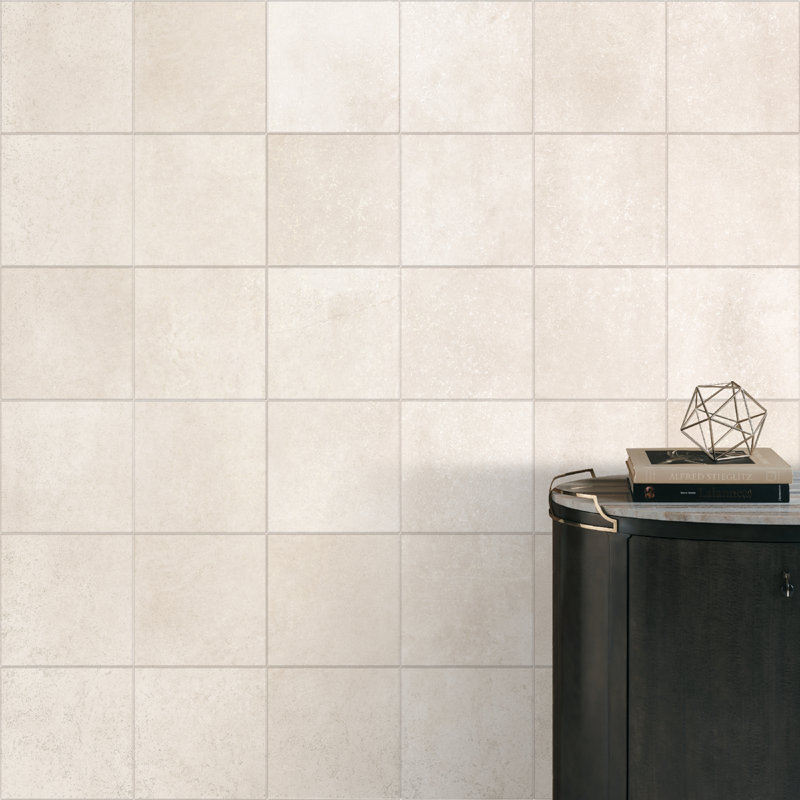 High Street Semi-Polished 12'' W x 12'' L Porcelain Concrete Look Singular Tile, Cotton
