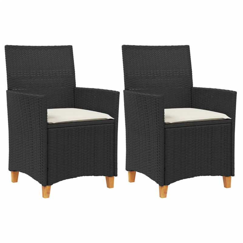 Chaises de patio avec coussins 2 pièces Red Barrel Studio® Red, Noir