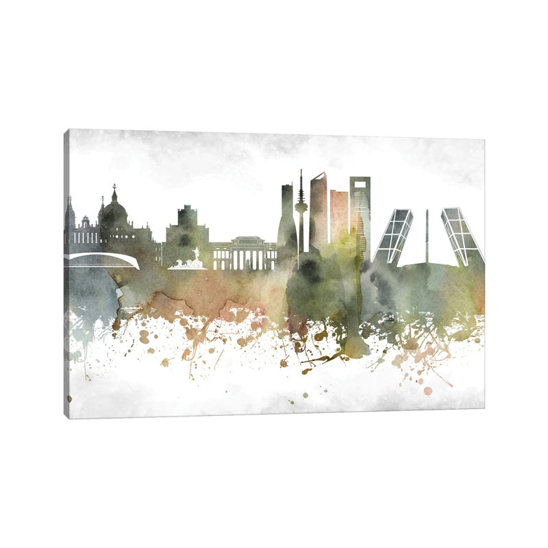 Madrid Skyline by WallDecorAddict - Wrapped Canvas Print, 20.32 cm H x 30.48 cm W