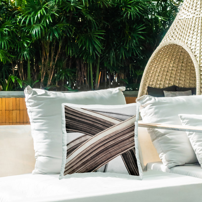 Coussin d'extérieur imprimé à motif de lignes tissées par PI Studio