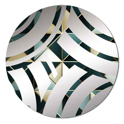 Green And Gold Geometric Chic Pattern - Centre Wave Decorative Mirror