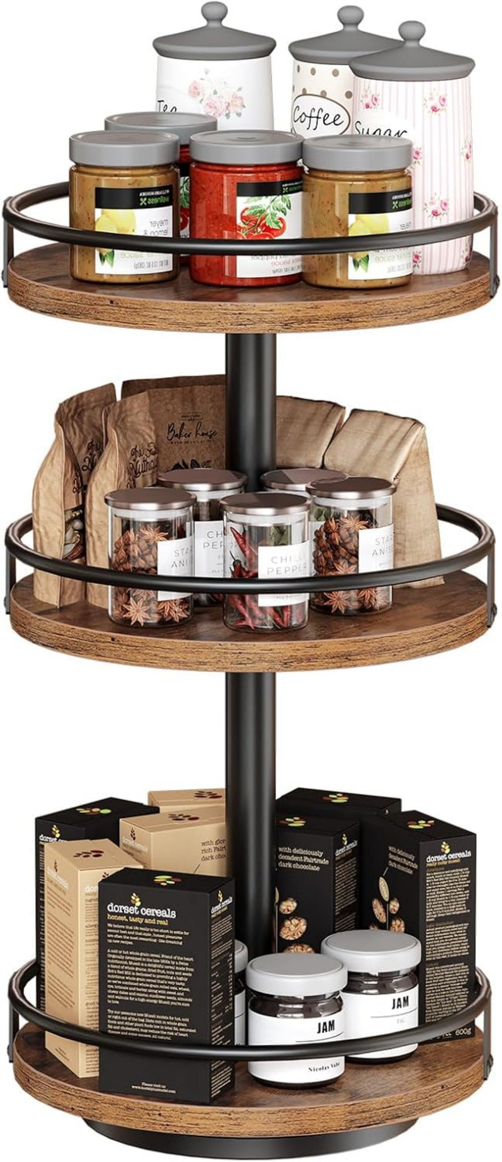 17 Stories 3-Tier Lazy Susan Organizer, Rotating Spice Rack, Turntable ...