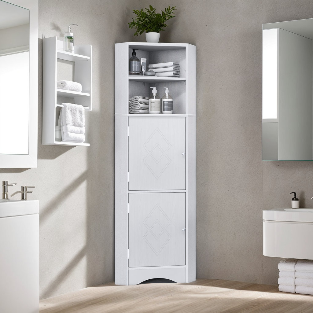 Lark Manor™ Tall Bathroom Corner Freestanding Storage