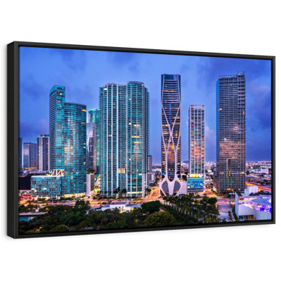 «Miami Downtown Skyline Aérien, art mural»
