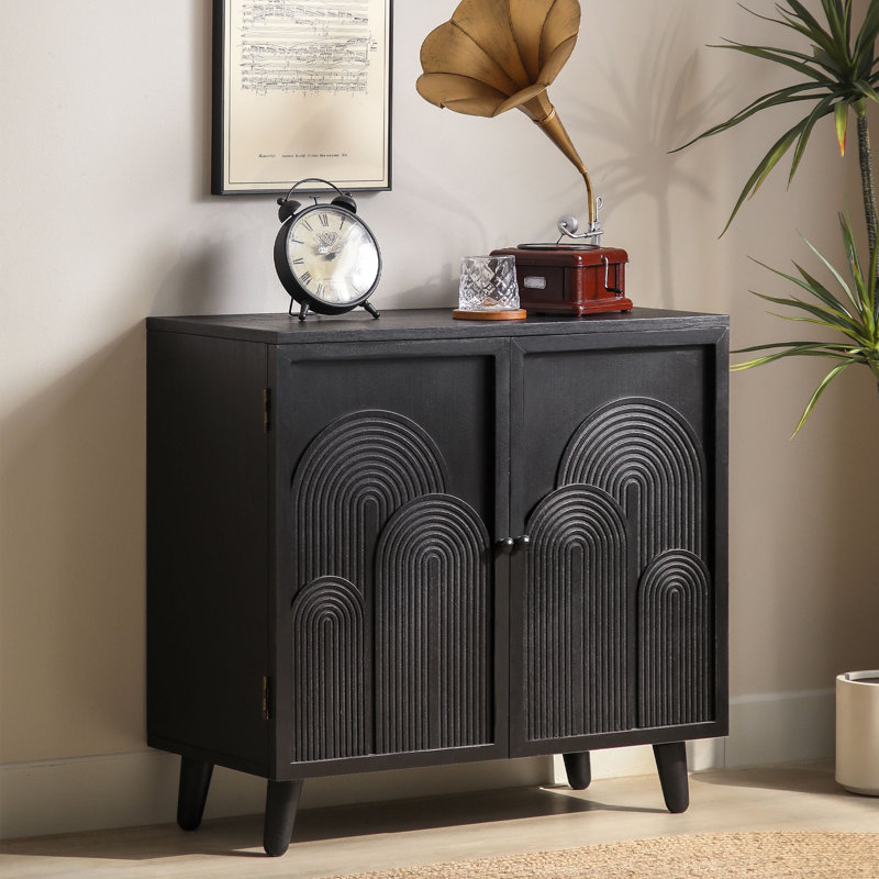 31" Black Wood Accent Cabinet