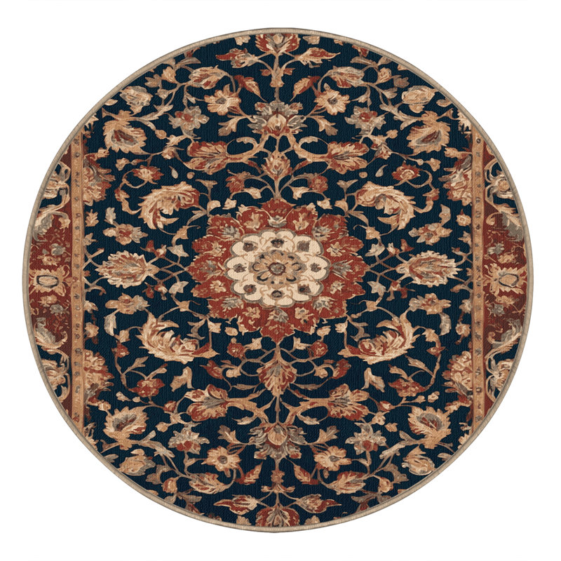 Tapis brun lavable à la machine, Rond 7 pi