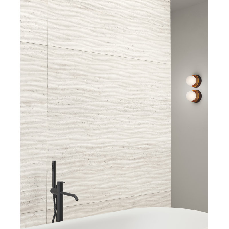 Carrelage en porcelaine ondulée Travertino Bianca