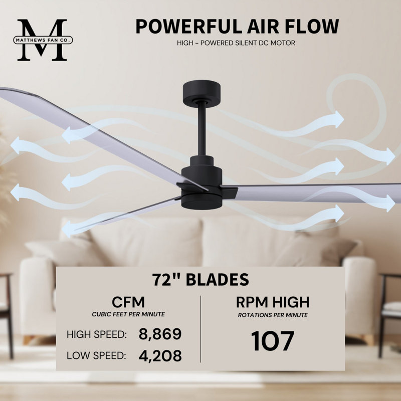 Alessandra Outdoor Downrod Ceiling Fan, Matte Black, Brushed Nickel