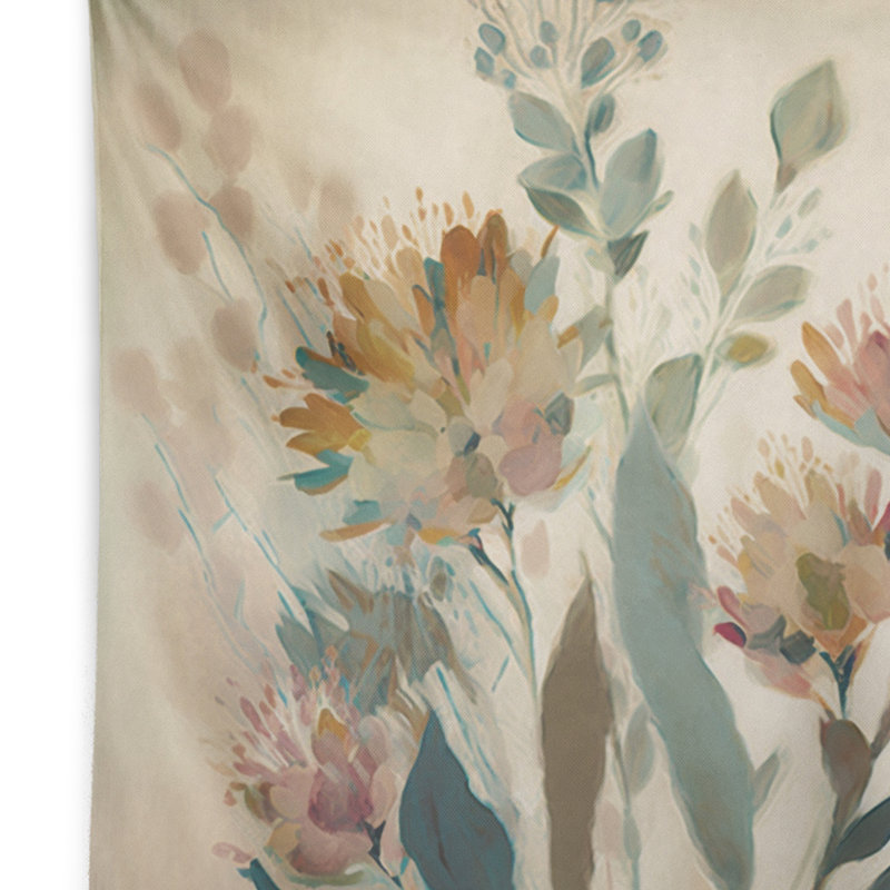 Fleurs sauvages dans des couleurs rétro délavées I - Tapisserie murale florale, H 32 po x l 39 po