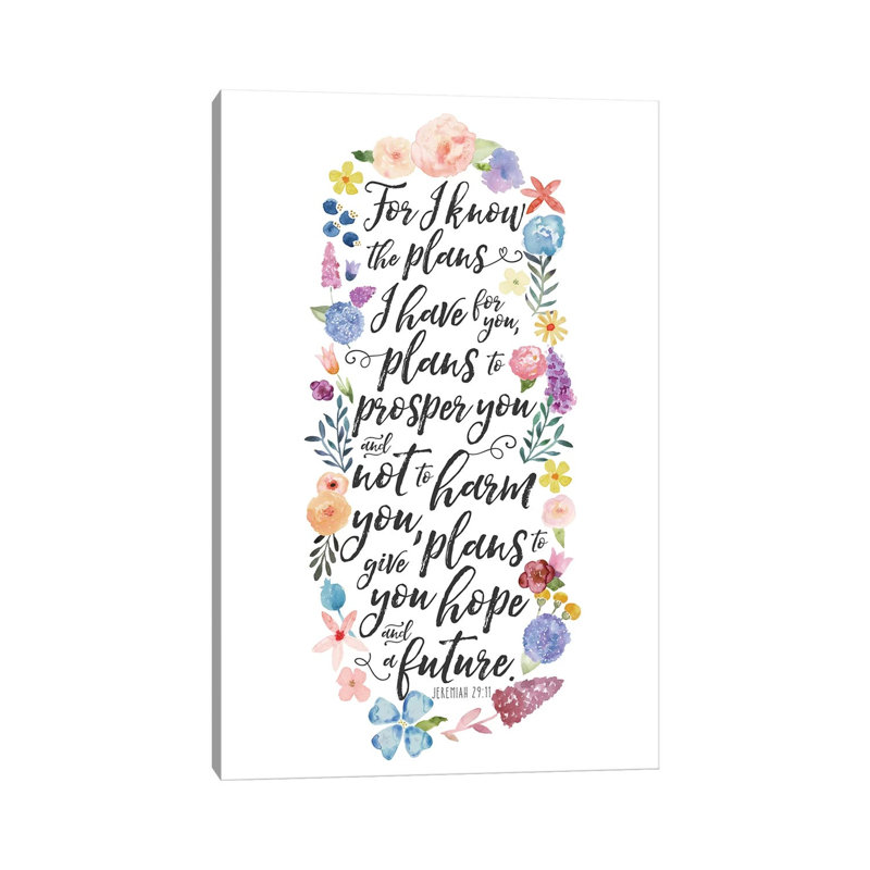 Floral Bible Verse Panel I by Noonday Design - Wrapped Canvas Print, 152.5 cm H x 101.5 cm W