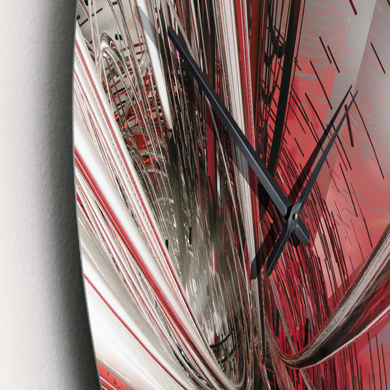 Deep Deep Middle - Horloge murale moderne, horloge murale en métal rouge, Surdimensionné