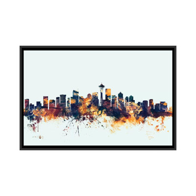 " Seattle, Washington, USA On Blue " by Michael Tompsett Graphic Art