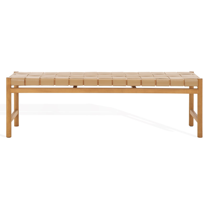 Devnie Woven Leather Bench, Tan, Natural