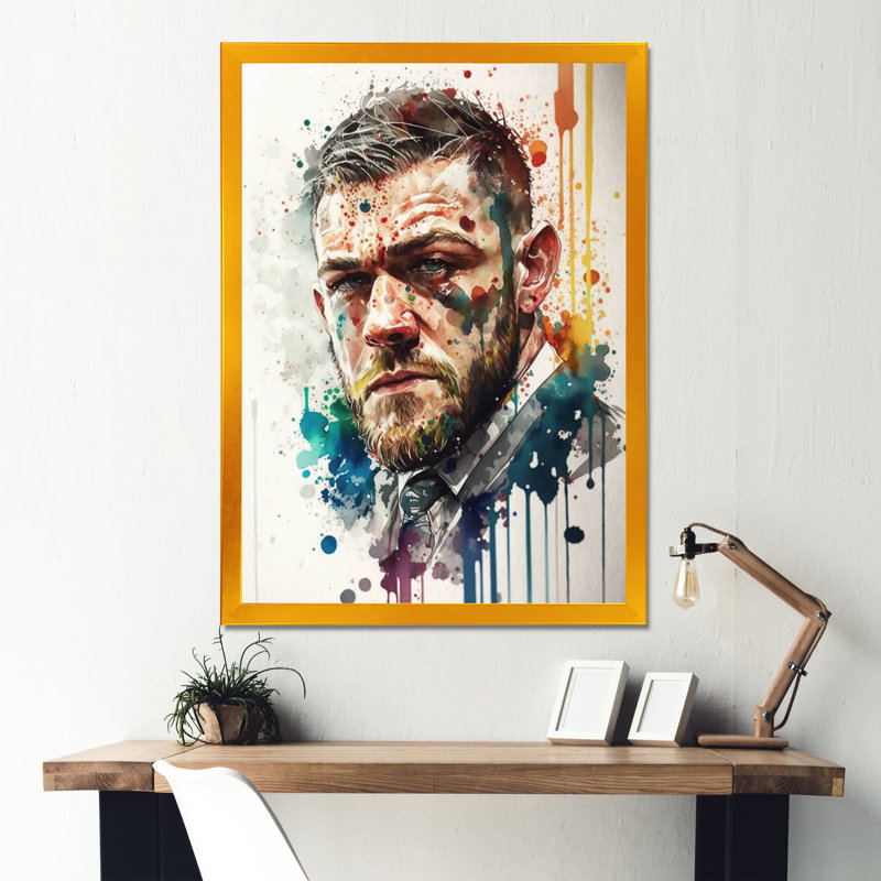 Conor Fighter Illustration - impression, H 20 po x l 12 po x P 1 po, Encadrement doré