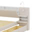 Lit plateforme tapissier avec lampes de lecture, tiroirs, lit gigogne et tablettes