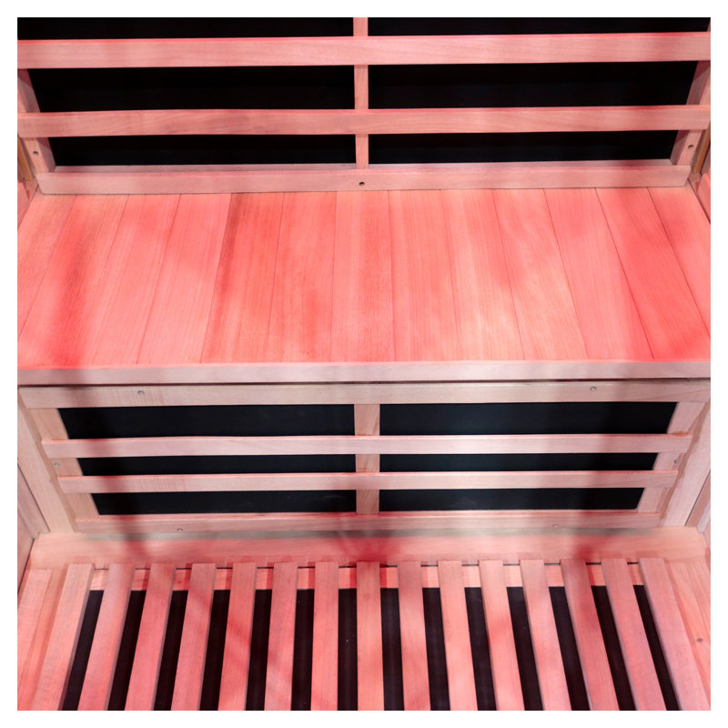 Sauna à infrarouge lointain pour deux personnes avec planches chauffantes époxy et deux haut-parleurs Bluetooth, chêne blanc américain