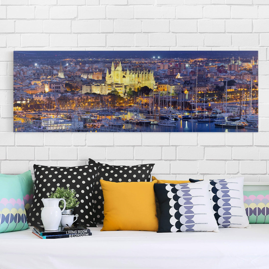 Leinwandbild Palma de Mallorca City Skyline und Hafen