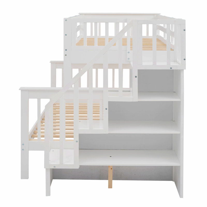 Lit simple avec rangement pour enfant Girand, Blanc