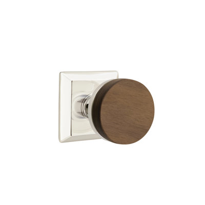Ensemble de boutons de passage Emtek Select avec rosette Quincy et tige conique, bouton en noyer foncé