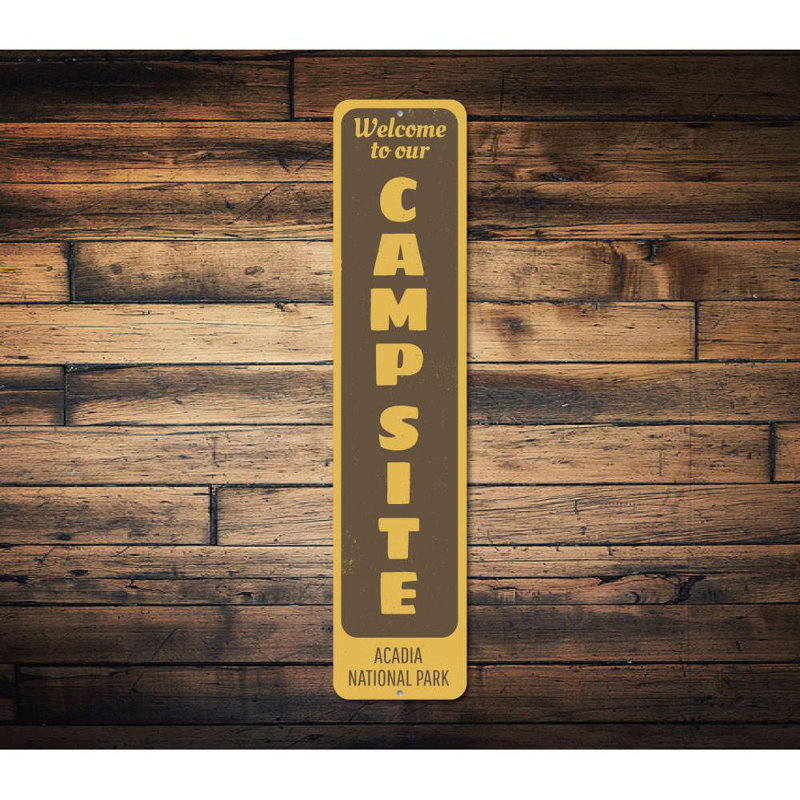 Enseigne verticale de camping personnalisée en aluminium, H 4 po x l 18 po x P 0,04 po