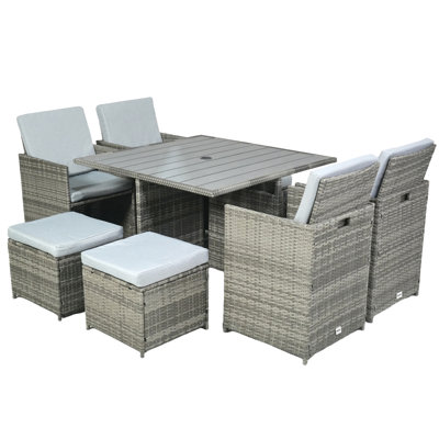 Ettie 8 - Person Patio Dining Set Square Table with Cushions Included