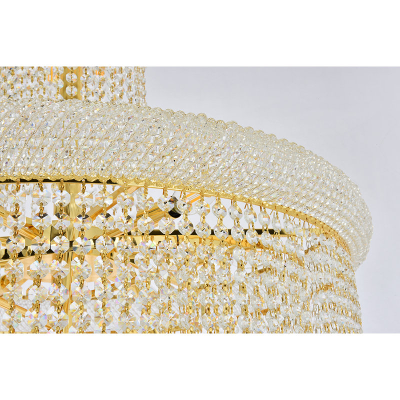 Lustre empire unique et remarquable à 28 lumières avec accents de cristal Sterns, Or
