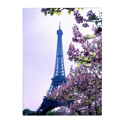 « eiffel tour avec fleurs », reproduction de photo sur toile tendue encadrée
