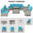 10-Piece Outdoor Patio Sectional Conversation Set With Fire Pit Table And Swivel Rocker Chairs-1864721393