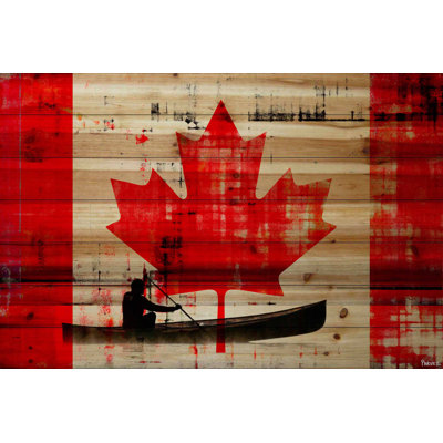 " Red Leaf And Canoe " by Parvez Taj
