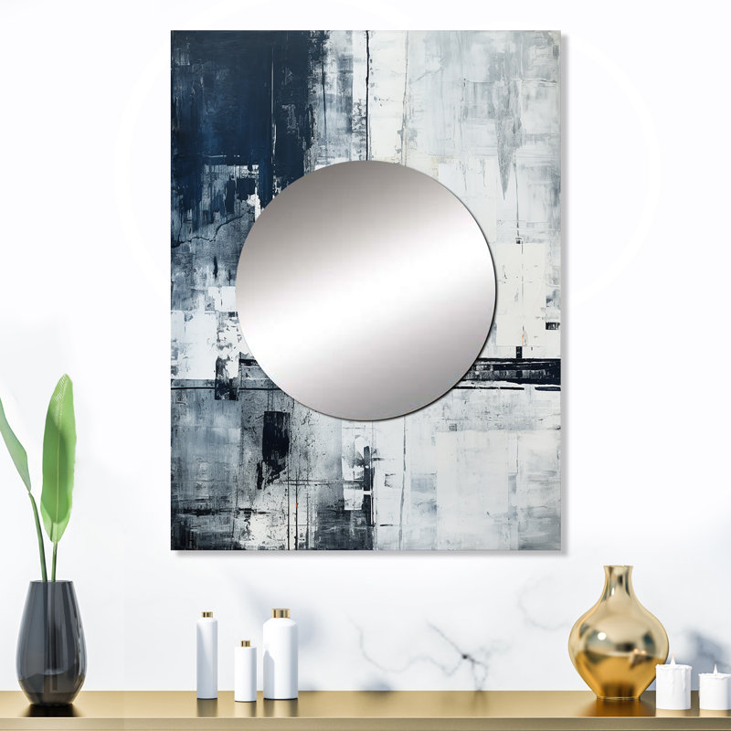 Kendrall, paysage urbain noir et blanc Road Expression IV - miroir mural unique, art moderne imprimé sur métal, 32 po x 24 po
