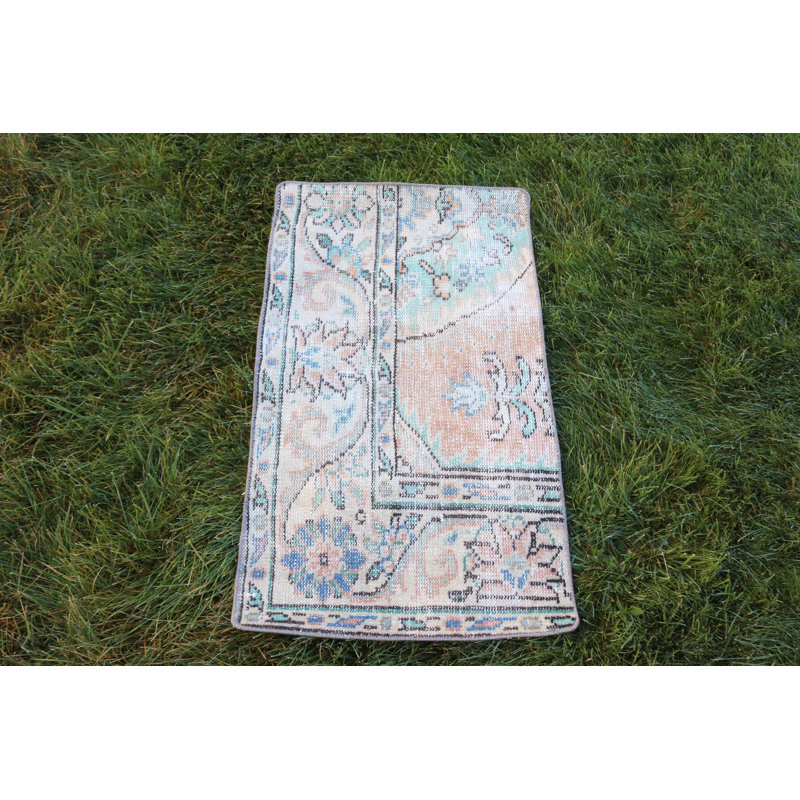 Tapis turc Oushak fabriqué à la main avec un aspect vieilli pour une décoration bohémienne