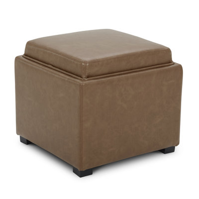 Stone Faux Leather Ottoman